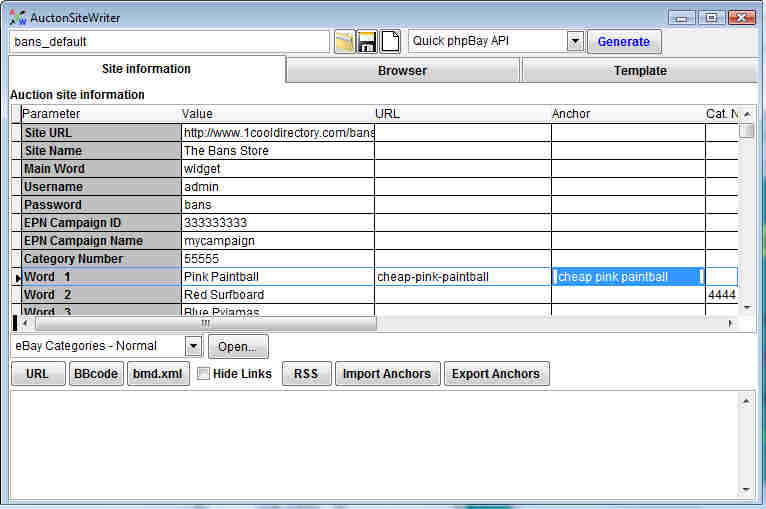 Click to view AuctionSiteWriter 2.1.0 screenshot